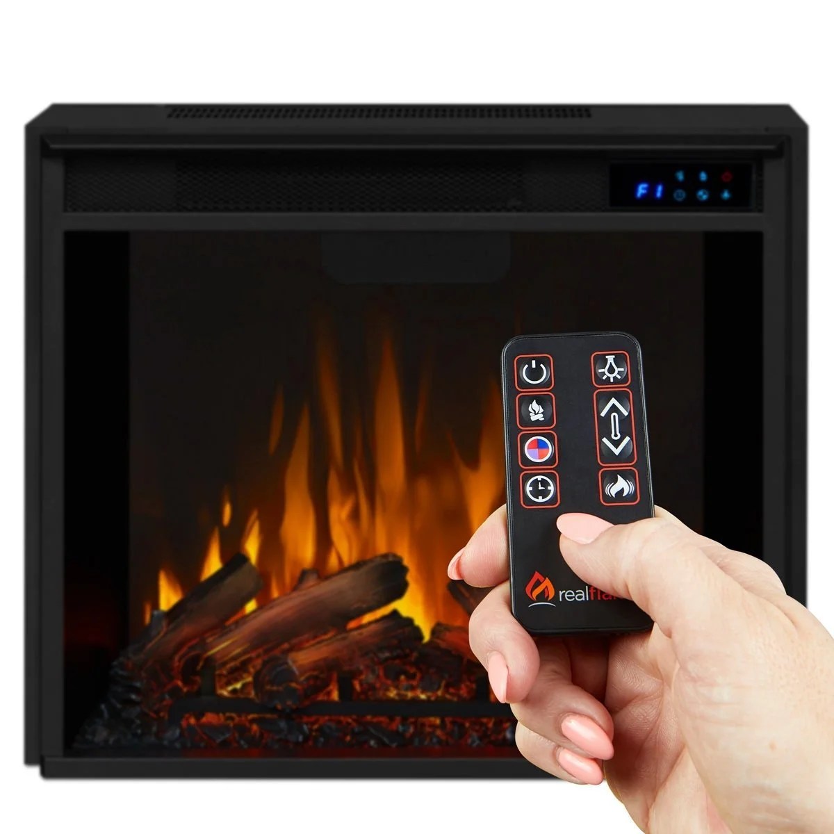 Casavibeo Real Flame Chateau electric fireplace with realistic flame effect and elegant design, suitable for modern living rooms.