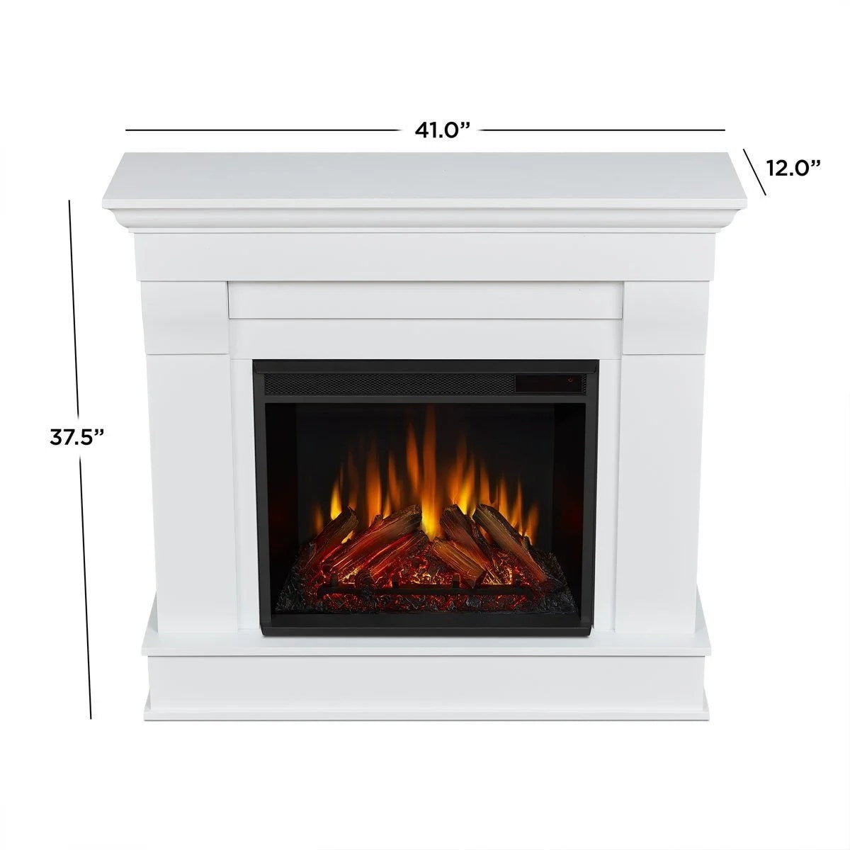 Casavibeo Real Flame Chateau electric fireplace with realistic flame effect and traditional mantel design.