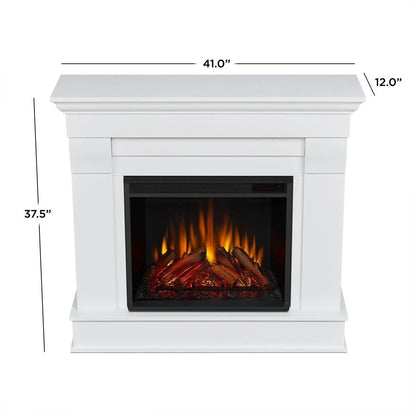 Casavibeo Real Flame Chateau electric fireplace with realistic flame effect and traditional mantel design.