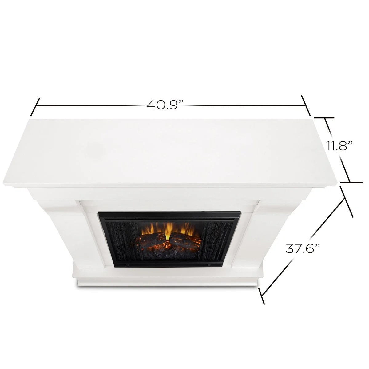 Casavibeo Real Flame Chateau electric fireplace with realistic flame effect and elegant mantel design.