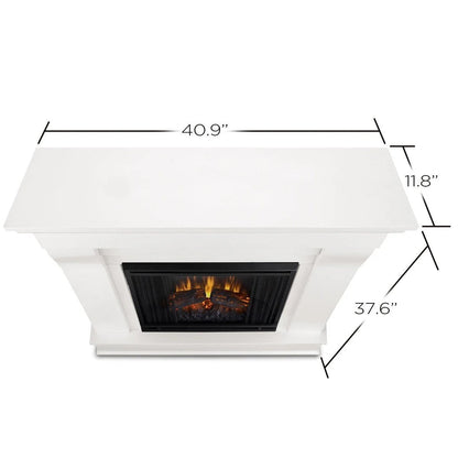 Casavibeo Real Flame Chateau electric fireplace with realistic flame effect and elegant mantel design.