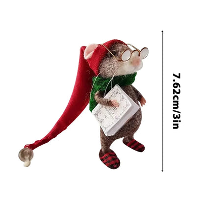 Handmade felted mouse craft kit by Belro featuring colorful needle-felted mouse figure for DIY clothing decoration or craft projects.