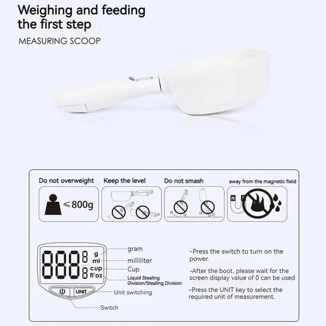 Mivoza Deutschland digital measuring spoon scale showing a stainless steel spoon with digital display for precise kitchen measurements