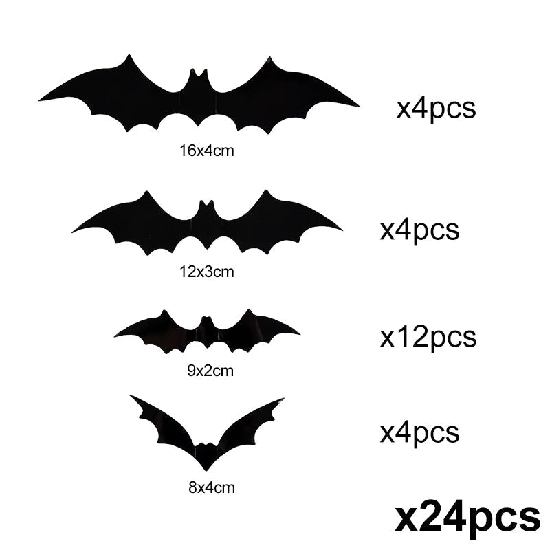 Set of 24 Belro 3D PVC Halloween bat wall stickers, featuring spooky bat designs for decorating walls during Halloween.