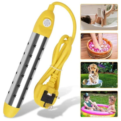 Portable Belro electric water heater for outdoor use, compact immersion heater suitable for baths, swimming pools, or outdoor water heating.