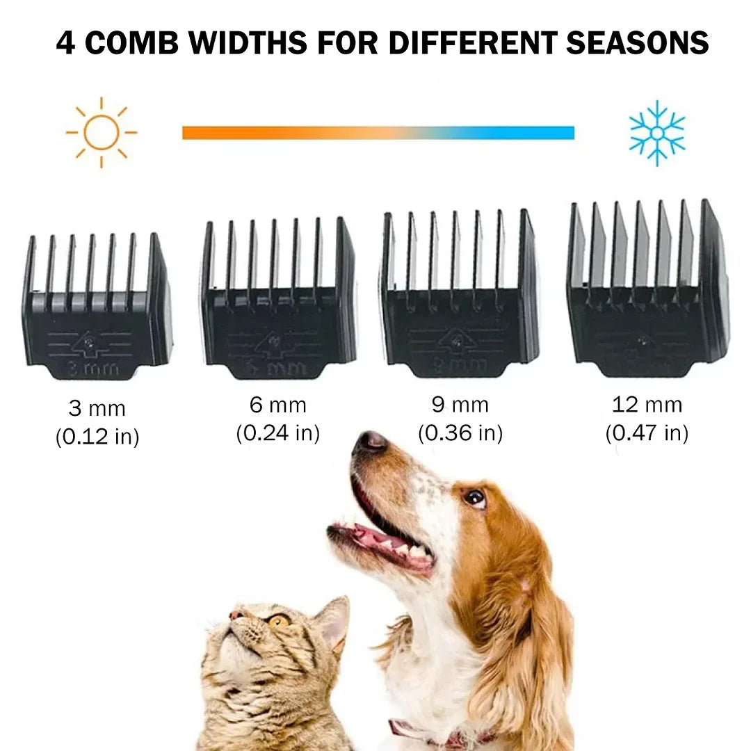 Belro low noise pet grooming clipper with adjustable blades, designed for quiet and efficient pet hair trimming.