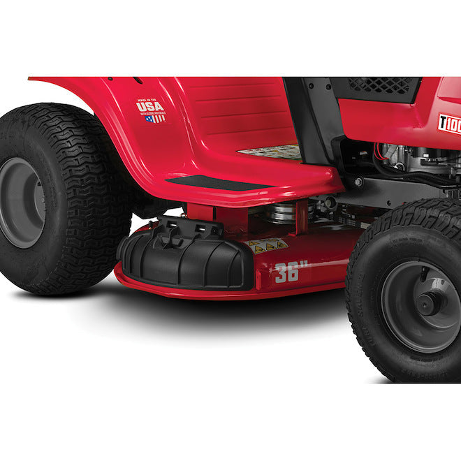 Casavibeo Craftsman T100 36-inch gas riding lawn tractor with 11.5 HP engine, featuring a comfortable seat and large cutting deck.