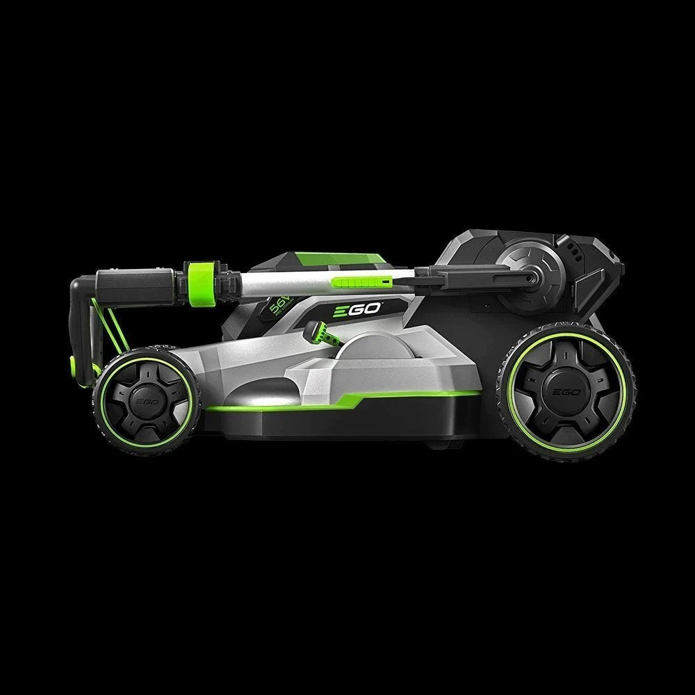 Casavibeo EGO POWER+ LM2125SP 21-inch self-propelled lawn mower with touch drive and grass collection bag in a yard setting