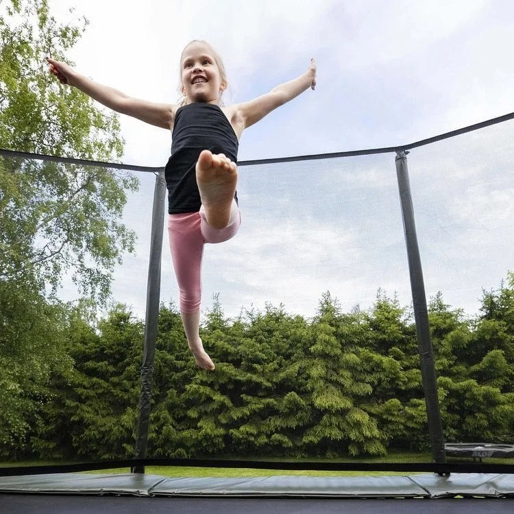 Casavibeo Acon 13 HD rectangular trampoline with safety net and ladder, shown with the frame and jumping surface.
