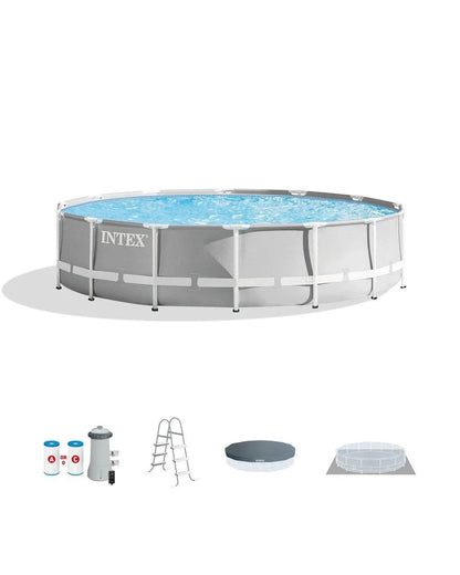 Casavibeo Prism Frame™ 14ft x 42in above ground pool set with sturdy frame and clear water, ready for summer fun.