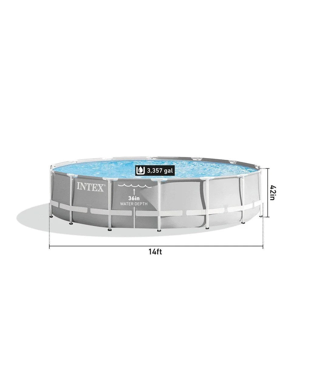 Casavibeo Prism Frame 14-foot by 42-inch above ground pool set with sturdy metal frame and clear water, ready for summer fun.