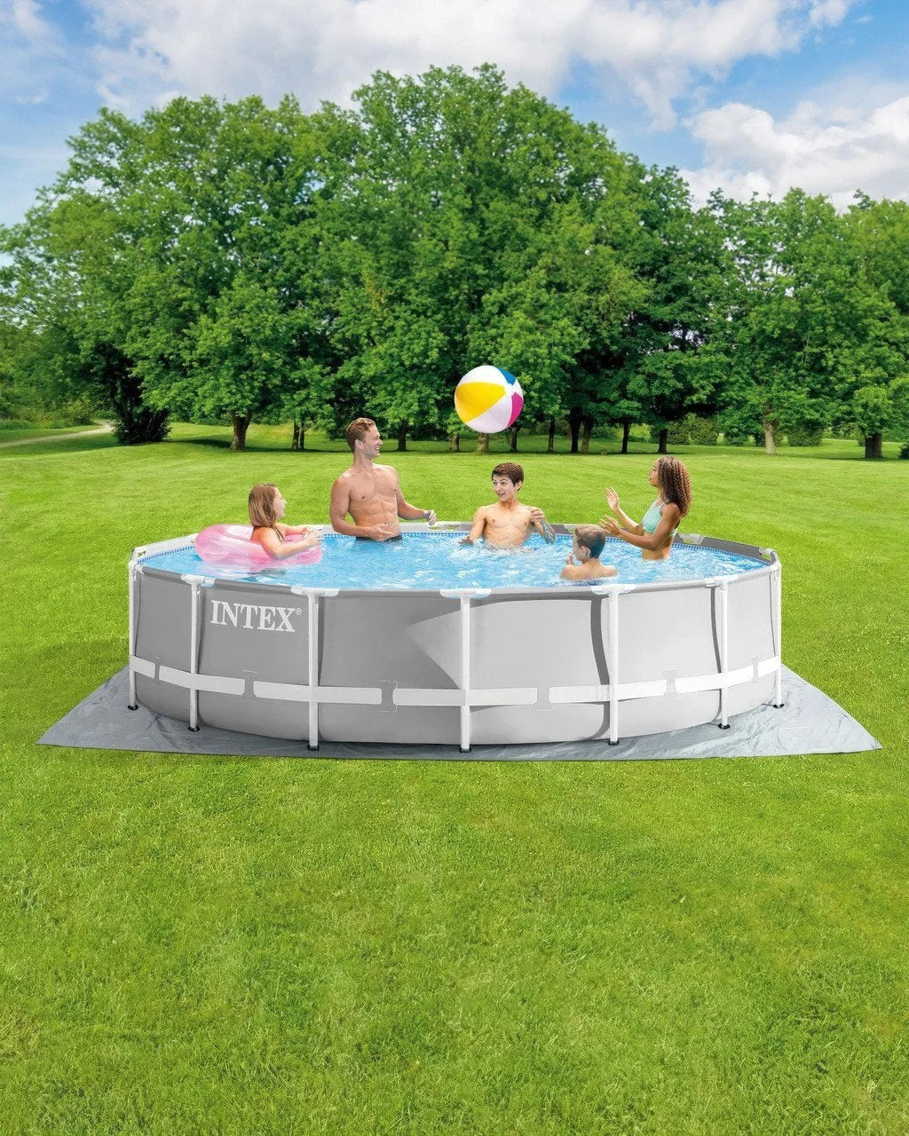 Casavibeo Prism Frame 14x42-inch above ground pool set with clear blue water and sturdy metal frame in outdoor backyard setting.