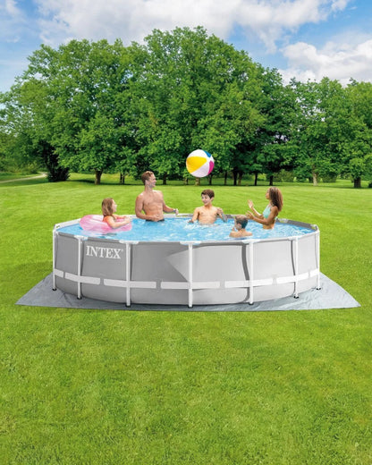 Casavibeo Prism Frame 14x42-inch above ground pool set with clear blue water and sturdy metal frame in outdoor backyard setting.