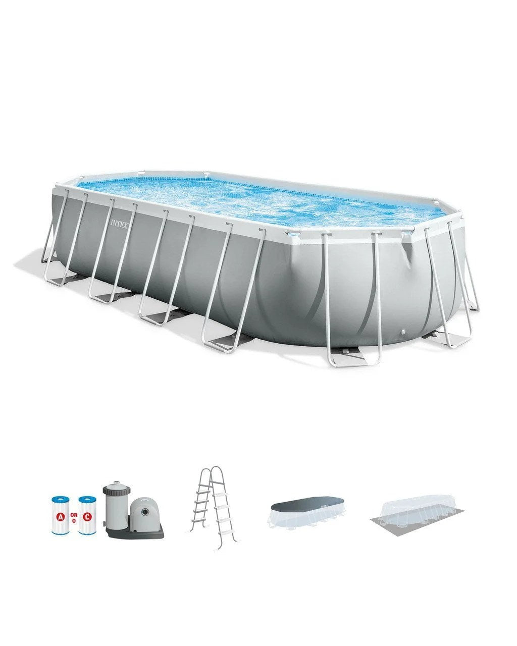 Casavibeo Prism Frame oval above ground pool set, 20x10x4.8 ft with sturdy frame and clear water, outdoor backyard pool.