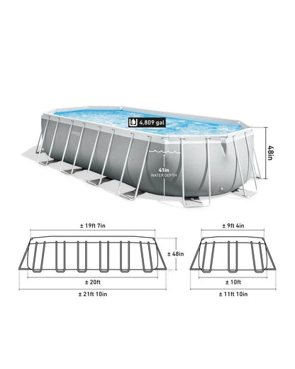 Casavibeo Prism Frame 20x10x4.8 ft oval above ground pool set with sturdy frame and clear water, ready for summer fun.