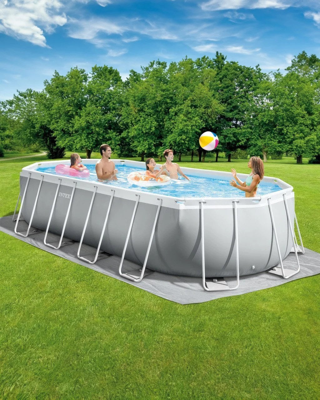 Casavibeo Prism Frame 20x10x4.8 ft oval above ground pool set with sturdy frame and clear water, ready for outdoor relaxation.