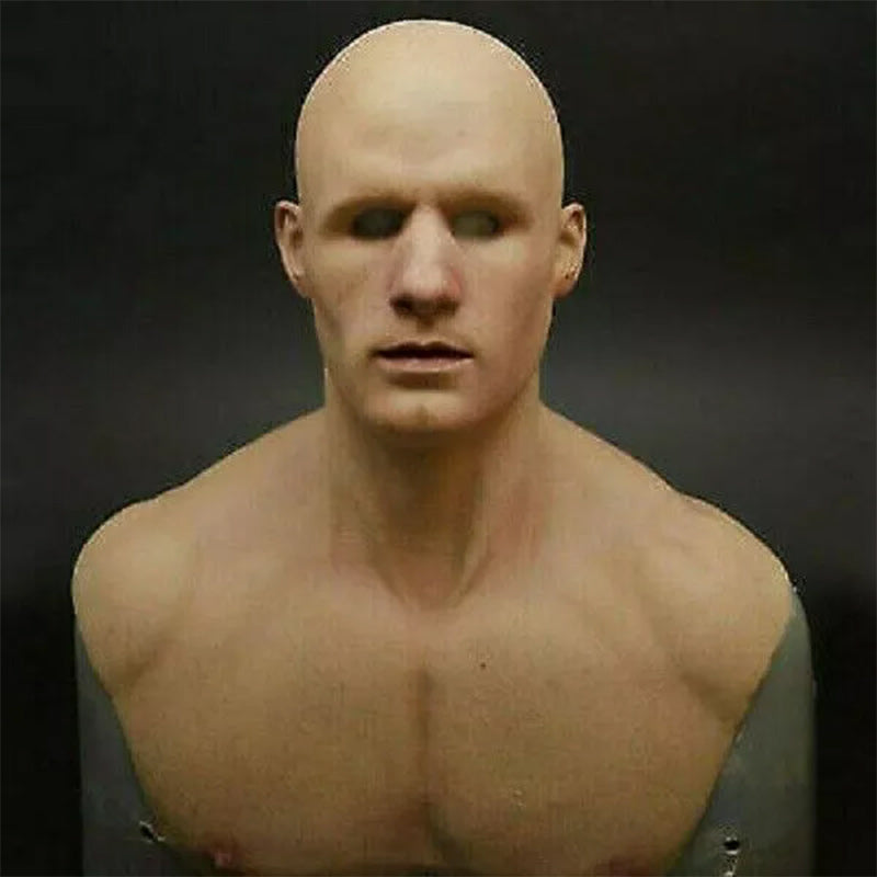 Realistic full face latex Halloween mask by BowLift, detailed creepy design for cosplay and costume wear.