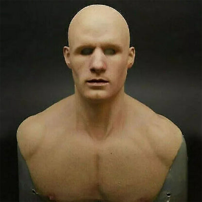 Realistic full face latex Halloween mask by BowLift, detailed creepy design for cosplay and costume wear.