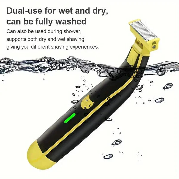 Belro men's rechargeable wet and dry electric shaver and trimmer with dual foil blades and ergonomic handle.