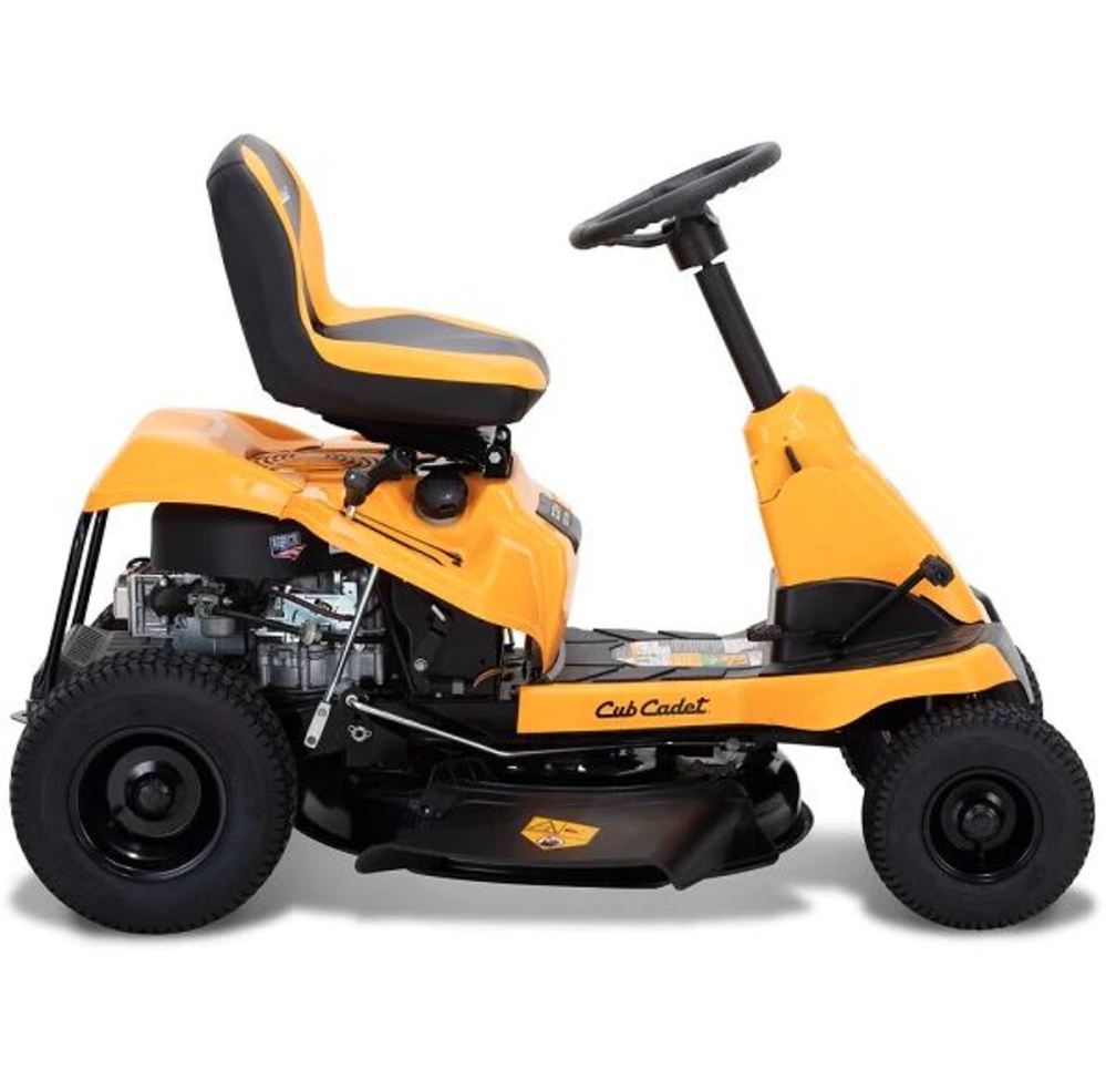 Cub Cadet CC30H 30-inch riding mower with Briggs & Stratton 10.5 HP engine, rear-engine, hydrostatic transmission, outdoor lawn equipment.