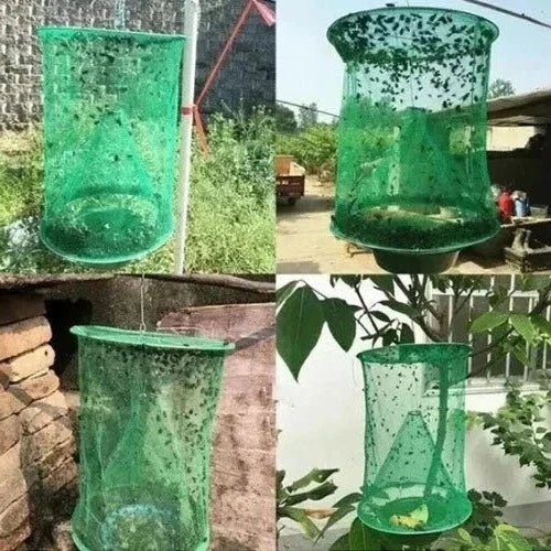 Reusable Belro Ranch Fly Trap for outdoor pest control, designed to attract and trap flies in a home and garden setting.
