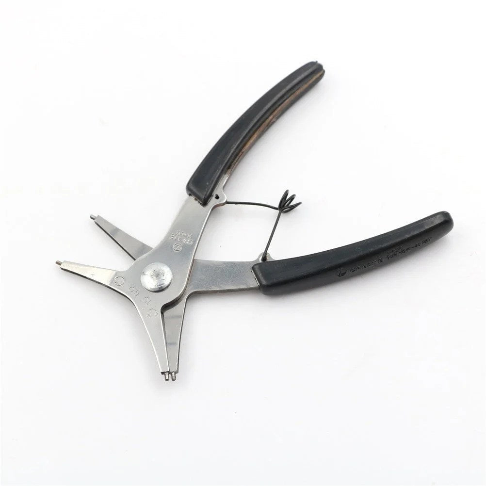 Casavibeo 2-in-1 DIY snap ring pliers for installing and removing circlips, featuring ergonomic handles and precision tips.