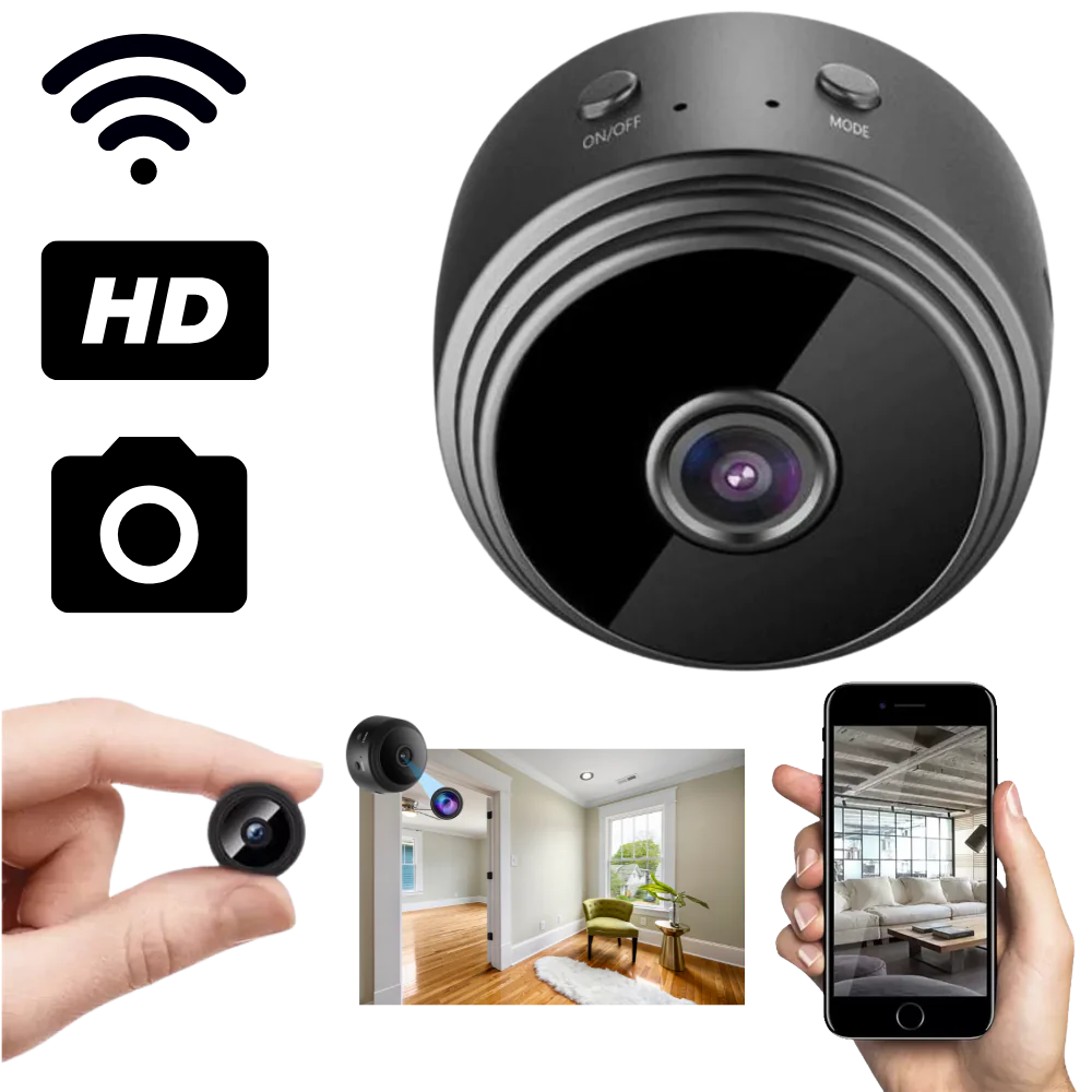 Mini wireless surveillance camera from Belro, compact security camera with night vision and Wi-Fi connectivity for home safety.