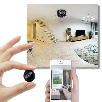 Mini wireless surveillance camera by Belro with motion detection, compact security camera for home or office monitoring.