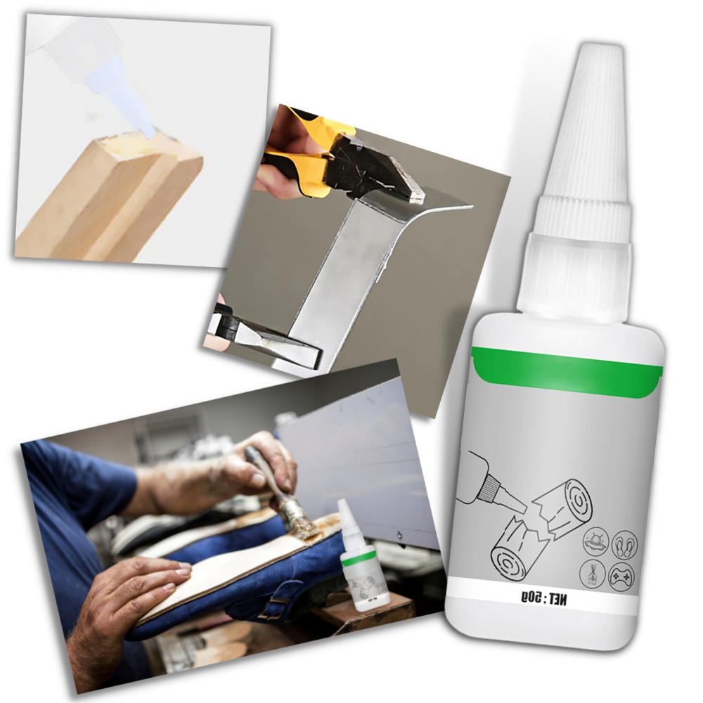Belro high-strength oily welding glue applied to metal surfaces, showcasing its versatility and strong adhesive properties.