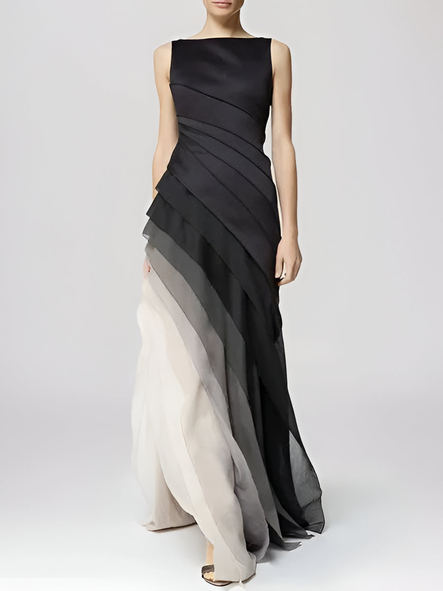 Elegant layered ombre dress by Belro featuring a flowing design with gradient colors, perfect for stylish occasions.