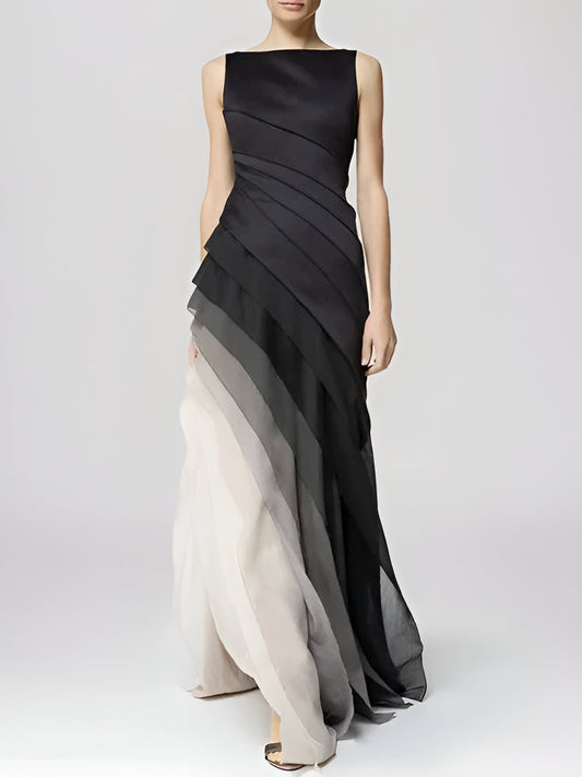 Elegant layered ombre dress by Belro featuring a flowing design with gradient colors, perfect for stylish occasions.