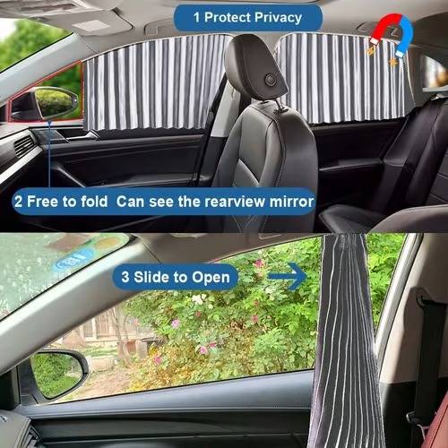 Belro car window shades accessory with dark tinted panels to block sunlight and reduce glare inside vehicle.
