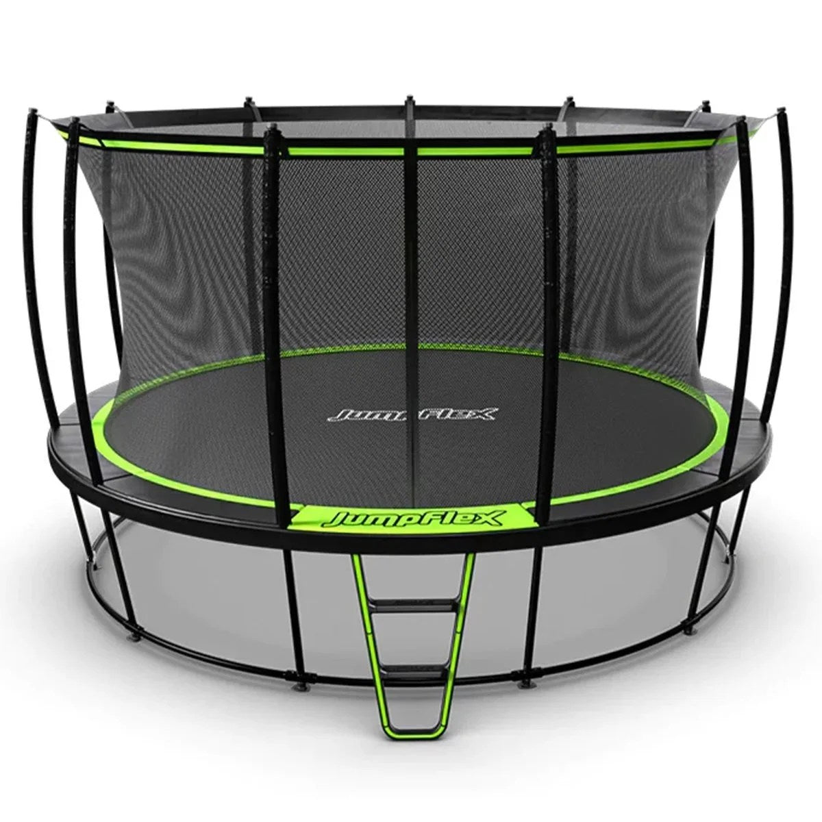 Casavibeo JumpFlex Hero round outdoor backyard trampoline with safety enclosure and sturdy frame for family fun