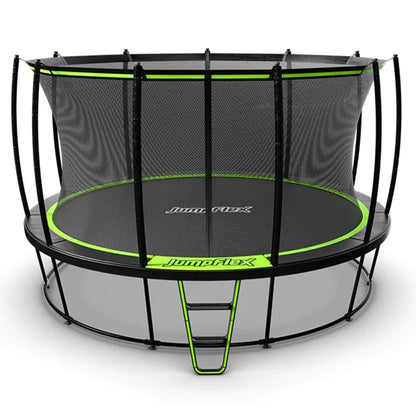 Casavibeo JumpFlex Hero round outdoor backyard trampoline with safety enclosure and sturdy frame for family fun