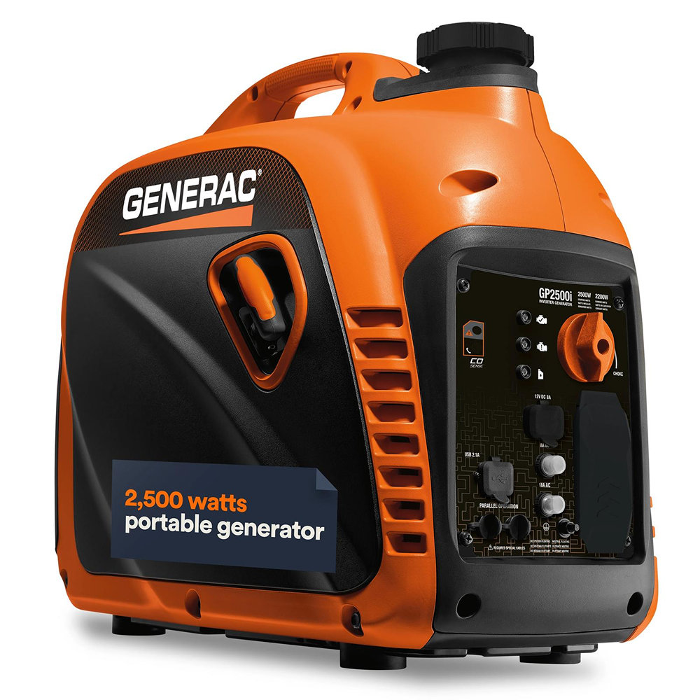 Casavibeo Generac GP2500i Series portable generator with compact design, handle, and control panel for outdoor power needs
