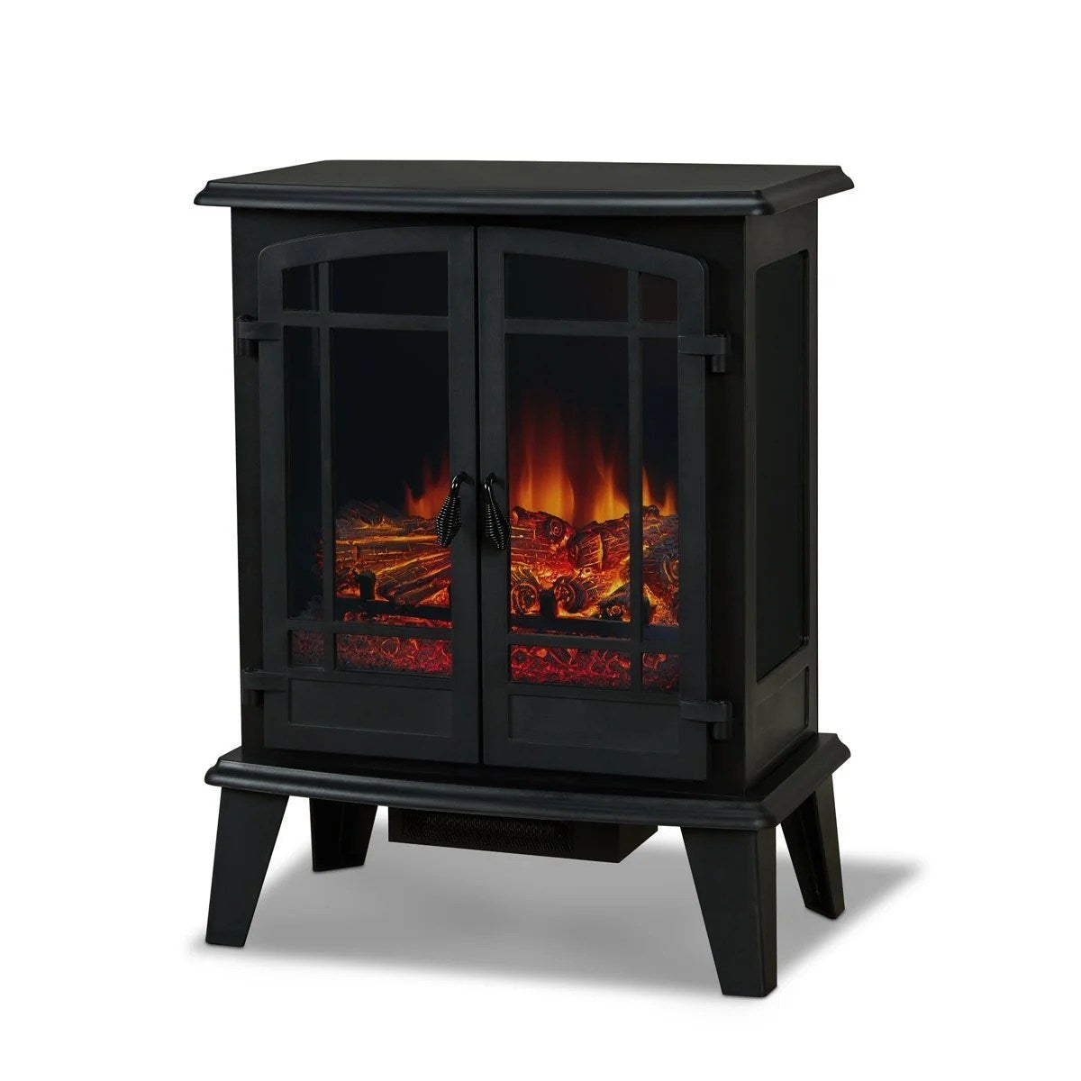 Casavibeo Real Flame Foster 25-inch electric fireplace with realistic flame display and sleek black finish.