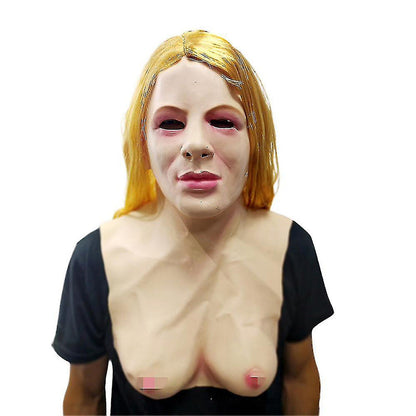Realistic full face latex Halloween mask by BowLift, detailed creepy face design for cosplay and costume wear.