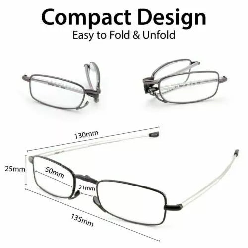 Belro 2-pack foldable metal reading glasses with cases, portable unisex eyewear for reading and everyday use.