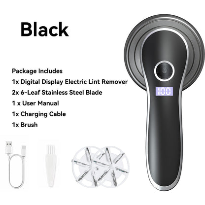Belro lint remover for home and outdoor use, showing a handheld device with a white and green design on a clean surface.