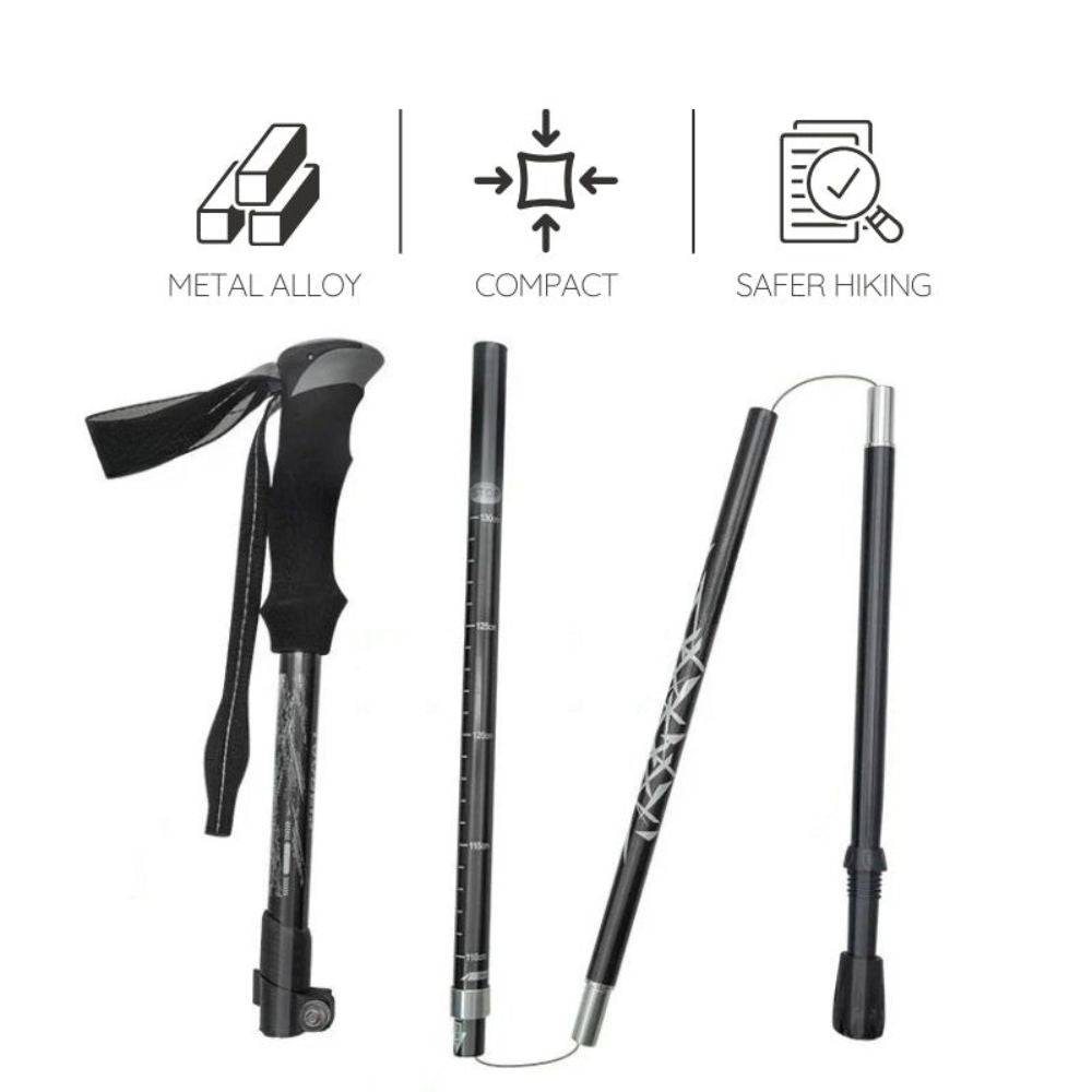 Belro premium automatic retractable hiking stick with adjustable length, designed for outdoor hiking and trekking activities.