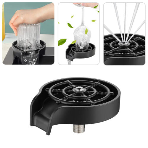 Belro high pressure kitchen sink cup rinser installed in a kitchen sink, designed for rinsing cups efficiently with strong water flow.