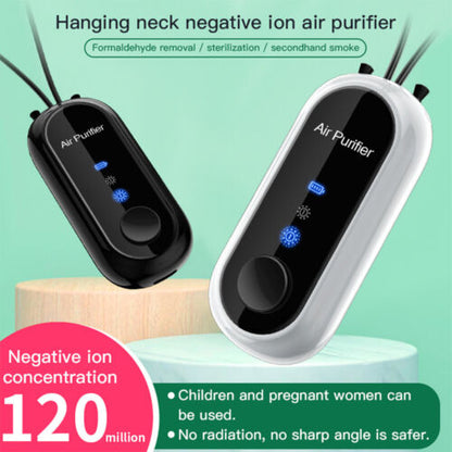 Belro personal mini air purifier necklace, a wearable electronic air purifier with USB charging, shown close-up on a white background.