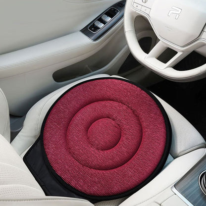 Belro Cozy 360-degree car swivel chair pad shown on a T-shirt, featuring comfortable cushioning and a sleek design.