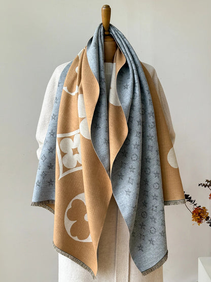 Belro luxury faux cashmere winter scarf and neck warmer in soft, cozy beige, perfect for cold weather.
