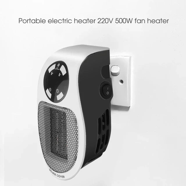 Belro 500W mini portable electric heater, compact home heater with digital controls and safety features, black color.
