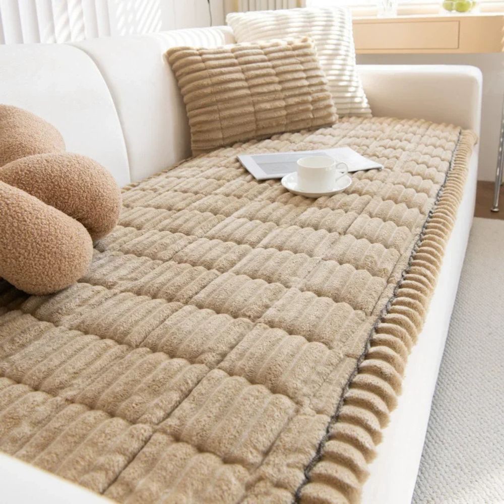 Belro Ultra Plush Sofa Bedding Couch Slipcover in soft, plush fabric, draped over a cozy sofa for a stylish home decor upgrade.