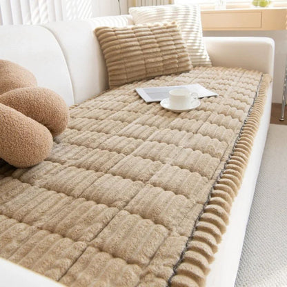 Belro Ultra Plush Sofa Bedding Couch Slipcover in soft, plush fabric, draped over a cozy sofa for a stylish home decor upgrade.