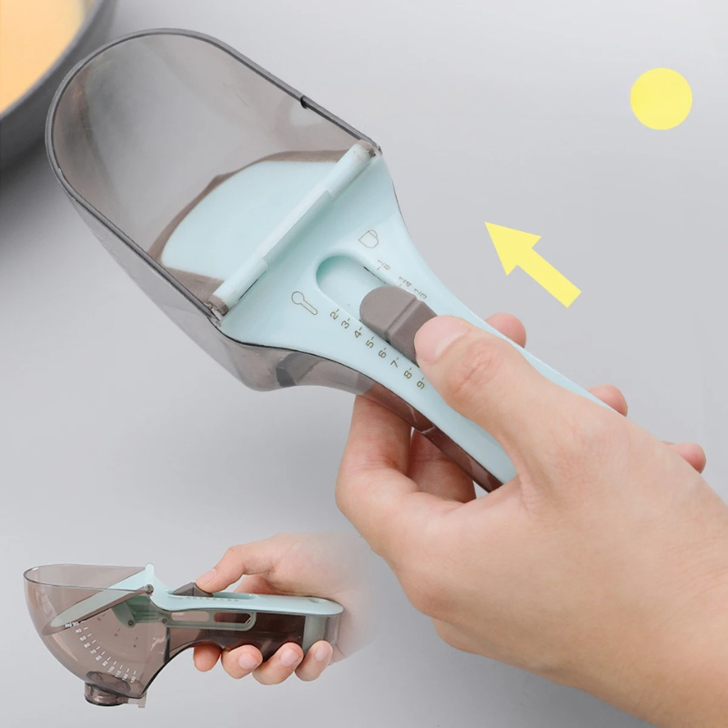 Belro 2-piece adjustable measuring cups and spoons set, with clear markings, for precise kitchen measurements.