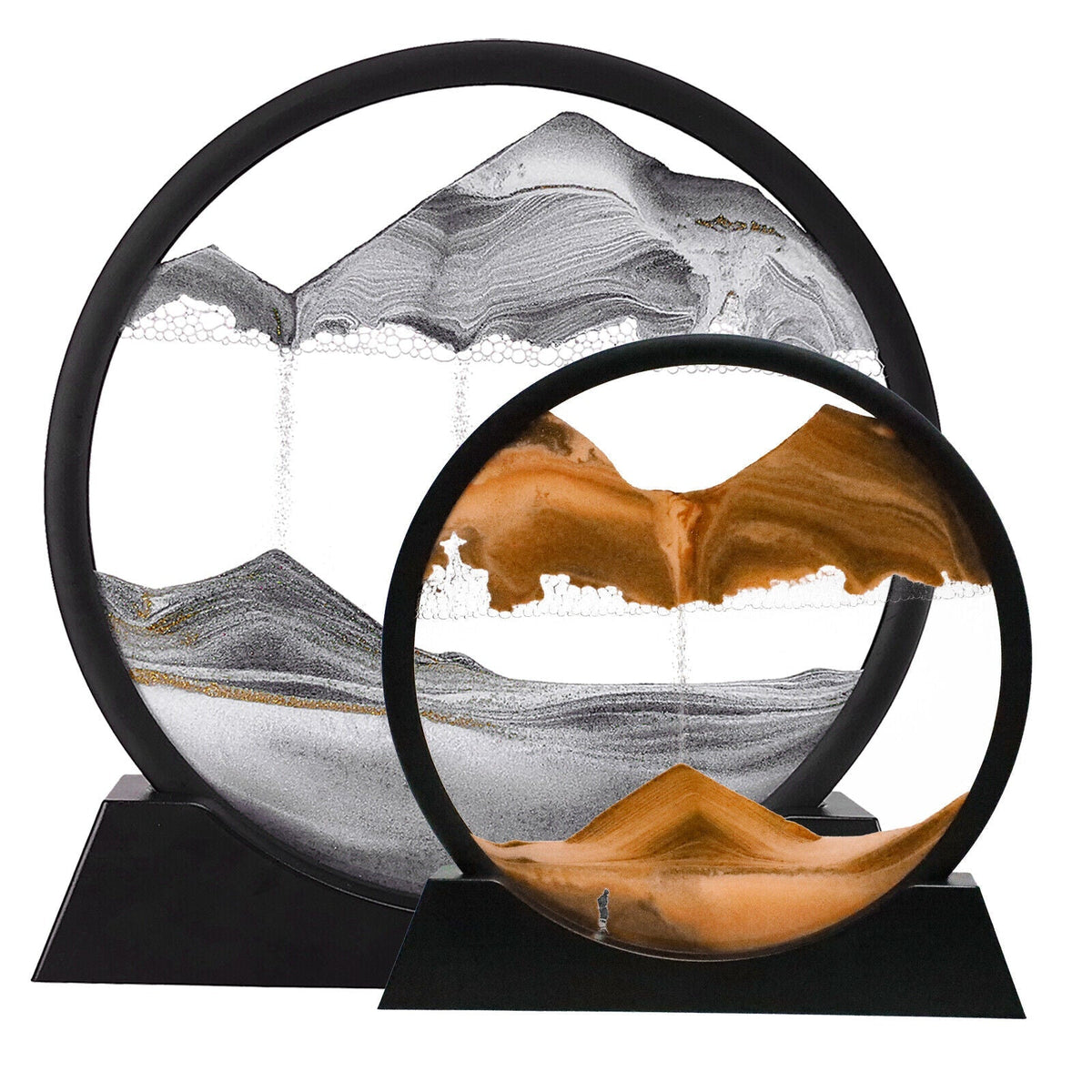 Belro Moving Sandscape decor with flowing sand and glass, ideal for home and garden relaxation and modern interior design.