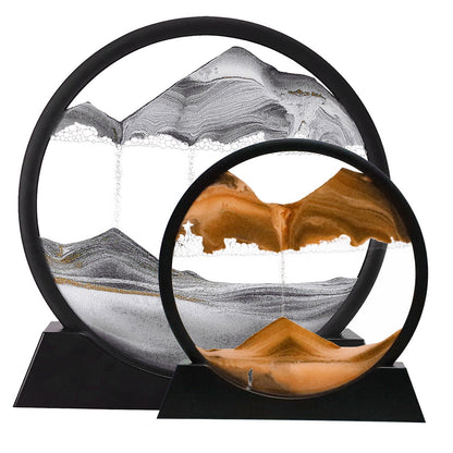 Belro Moving Sandscape decor with flowing sand and glass, ideal for home and garden relaxation and modern interior design.